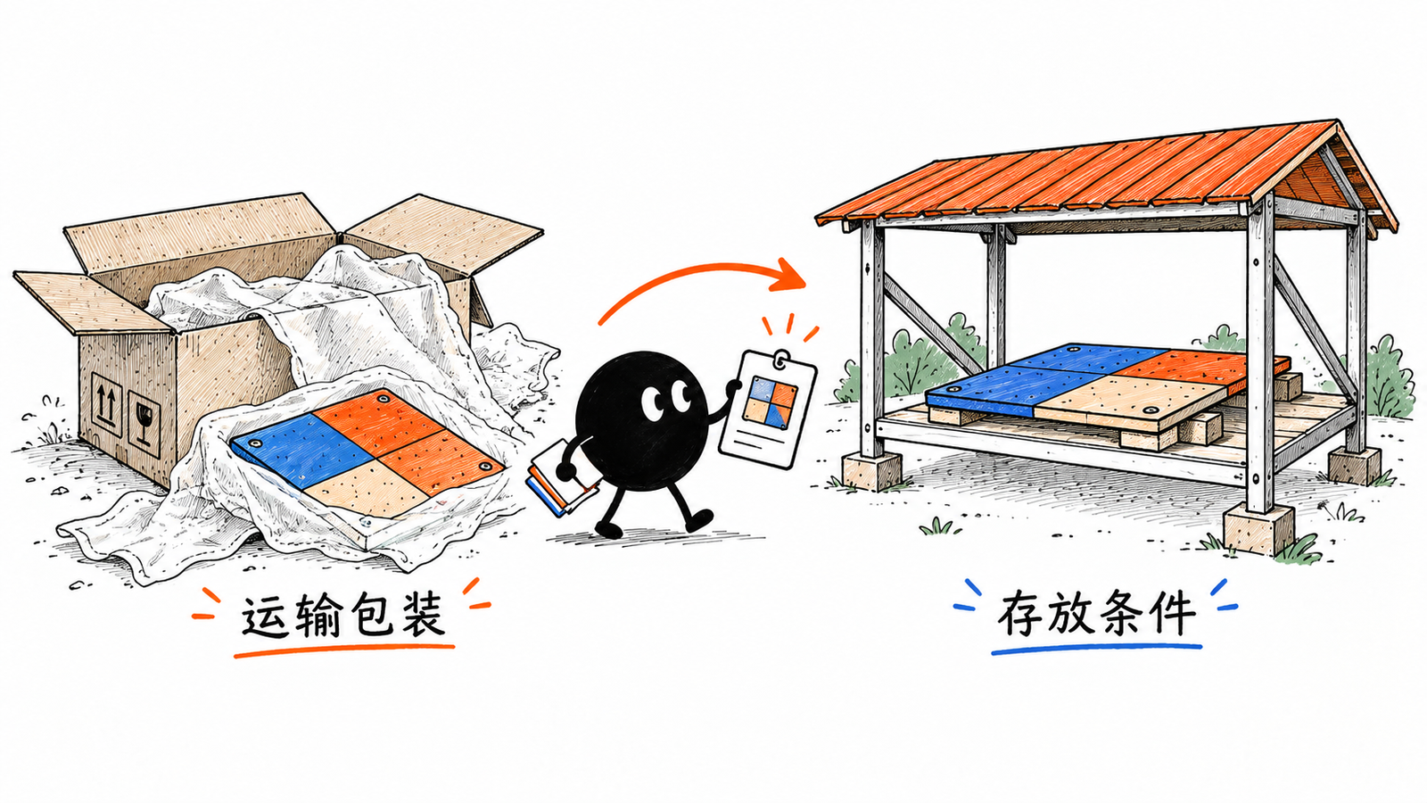 小黑把运输外衣换成带屋顶的储存架,说明运输与存放是两项任务