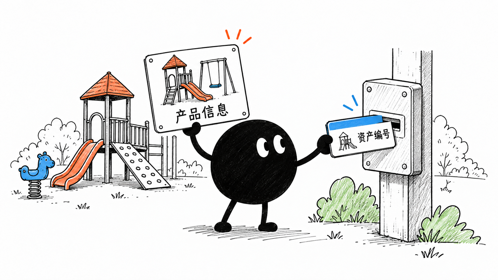 小黑托住产品身份牌,同时把园区资产卡放进另一独立卡槽