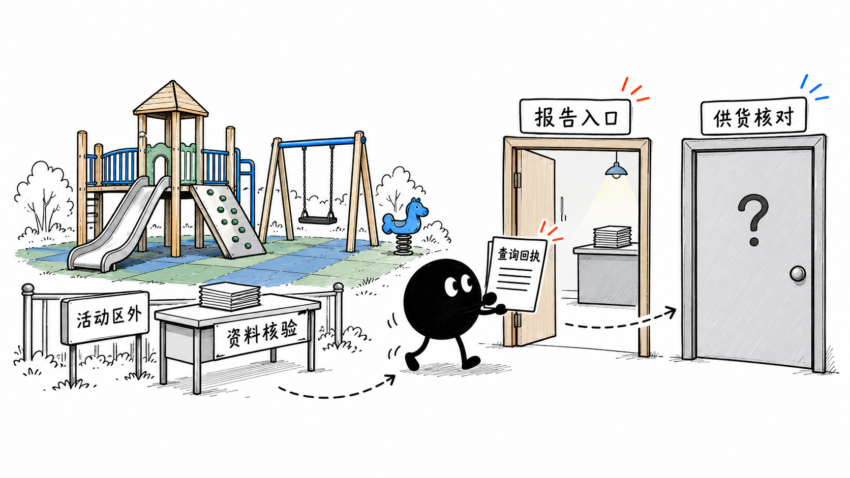 小黑把查询回执放在报告入口前,供货对应还有一道待核对的门