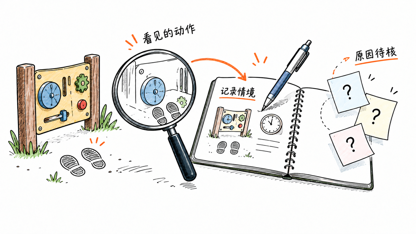 可见动作与原因解释分开记录