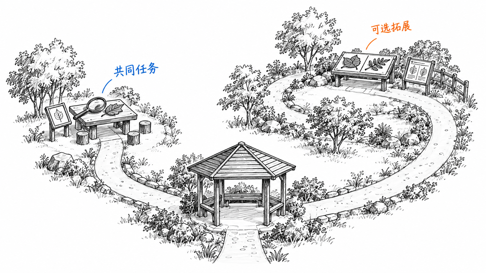 短线上的一个观察任务与长线增加的拓展任务放在不同路径上,未走长线不记成未完成共同任务
